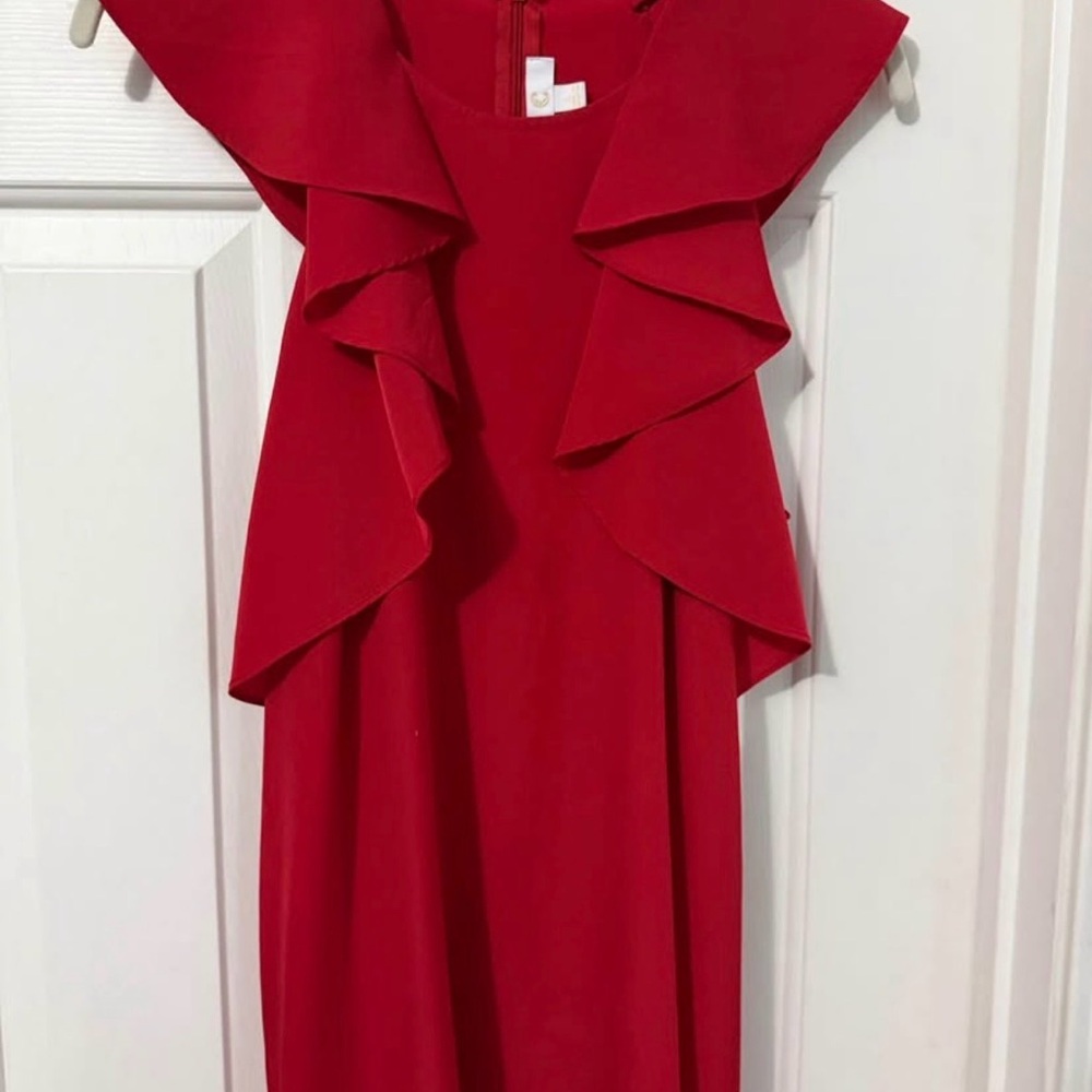 Red Ruffle-Detail Women's Dress